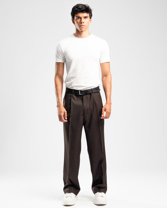 MOCHA PLEATED TROUSERS - MEN